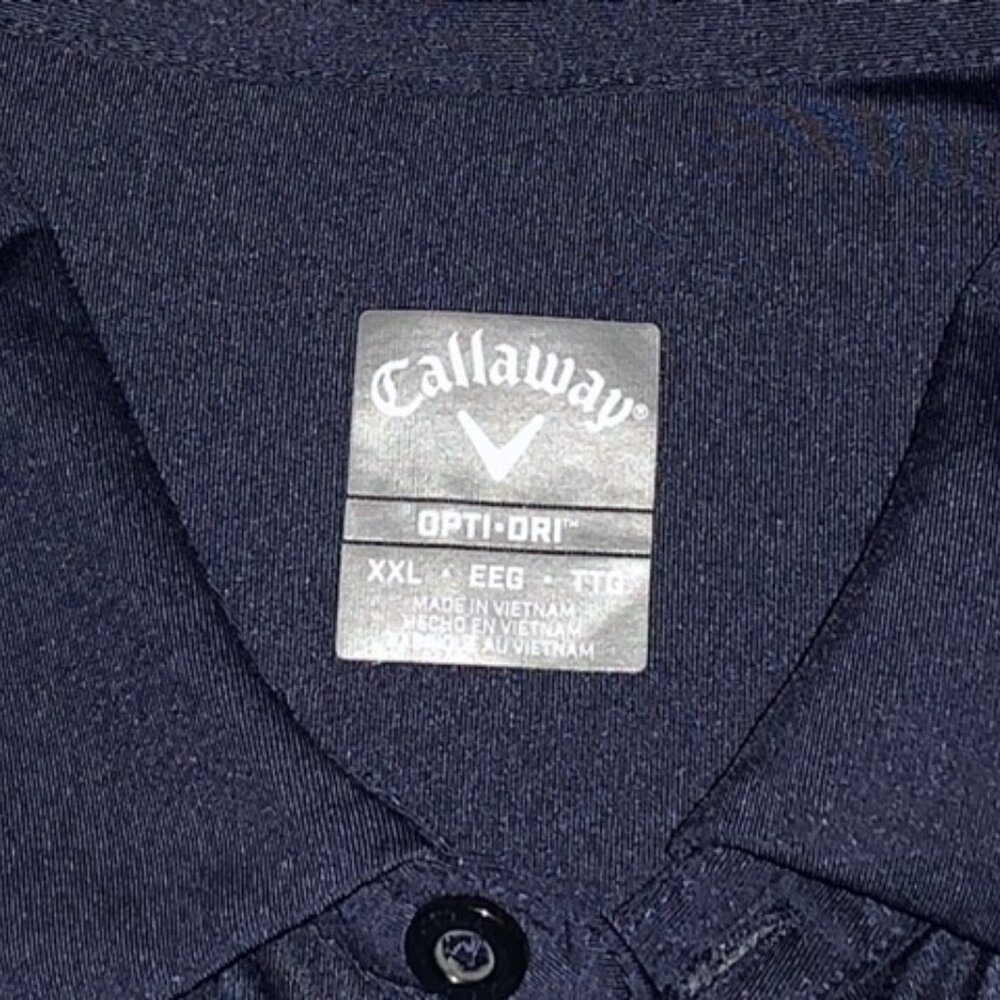 Callaway Polo Golf Shirt Mens 2XL White/Blue Opti-Dri Cool Pattern